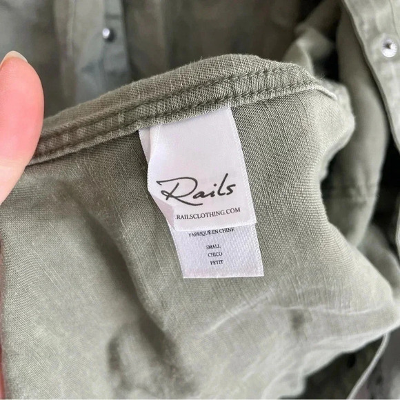 Rails Marcel Sage with Stars Shirt Jacket Long Sleeve Button Down Green Pocket S - Picture 7 of 10